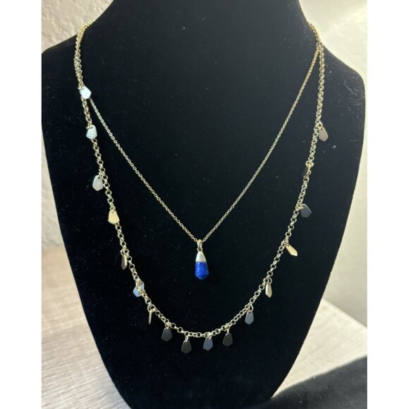 Kendra Scott Freida Goldtone Multistrand Necklace With Blue Stone - Picture 1 of 4